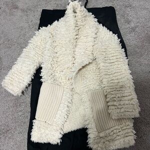 Cream Sherpa Pea Coat - Cozy Open Front Jacket